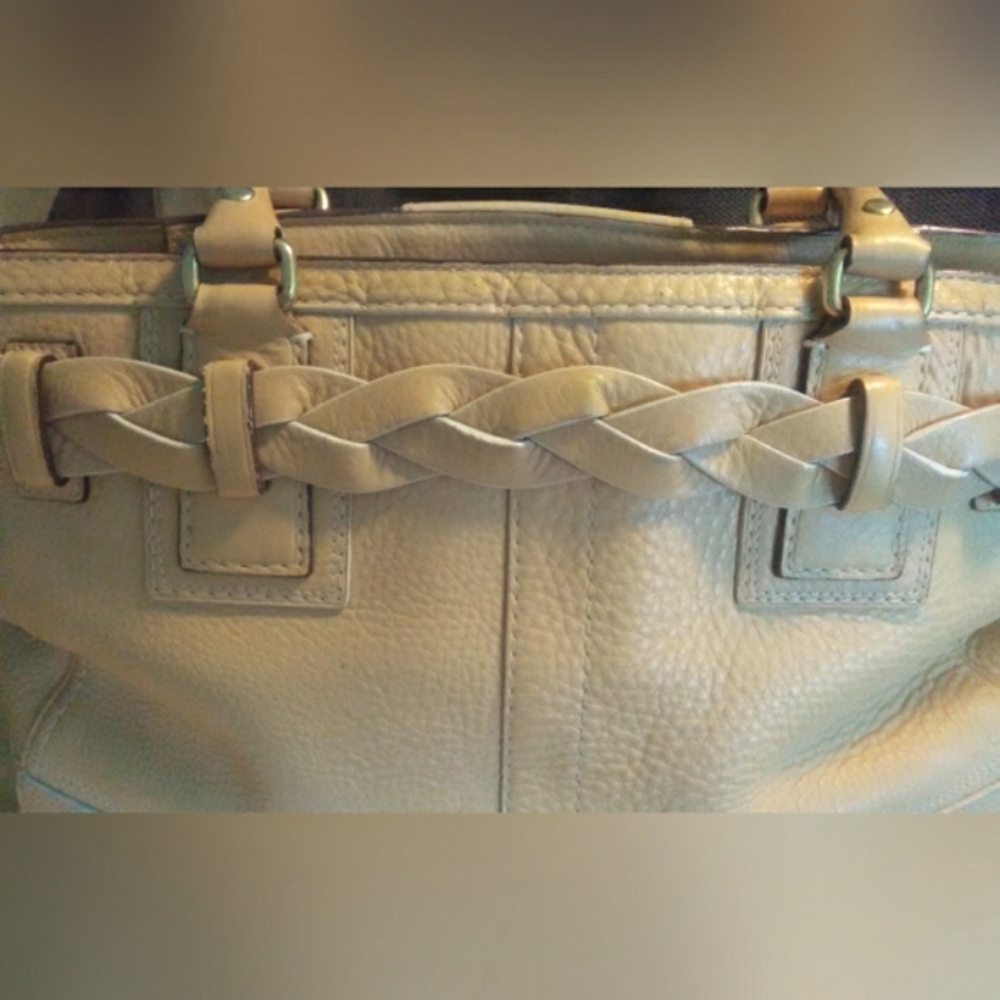 Coach Beige Leather Shoulder Bag with Tassel - Picture 2 of 15